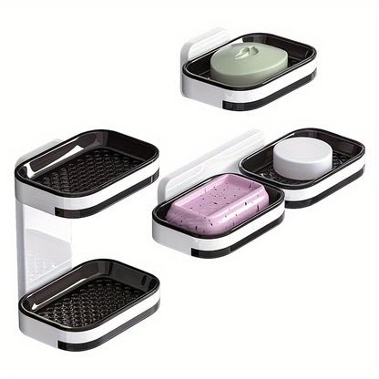 Double-Layer Wall-Mounted Soap Dish with Drain Function