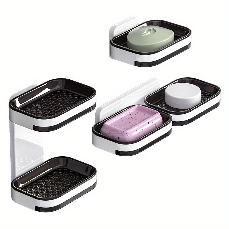 Double-Layer Wall-Mounted Soap Dish with Drain Function