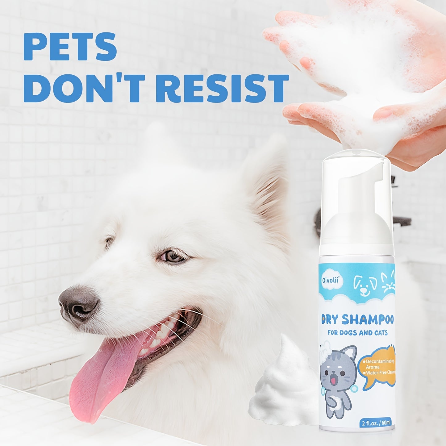 Pet Dry Shampoo Suitable for Cats and Dogs