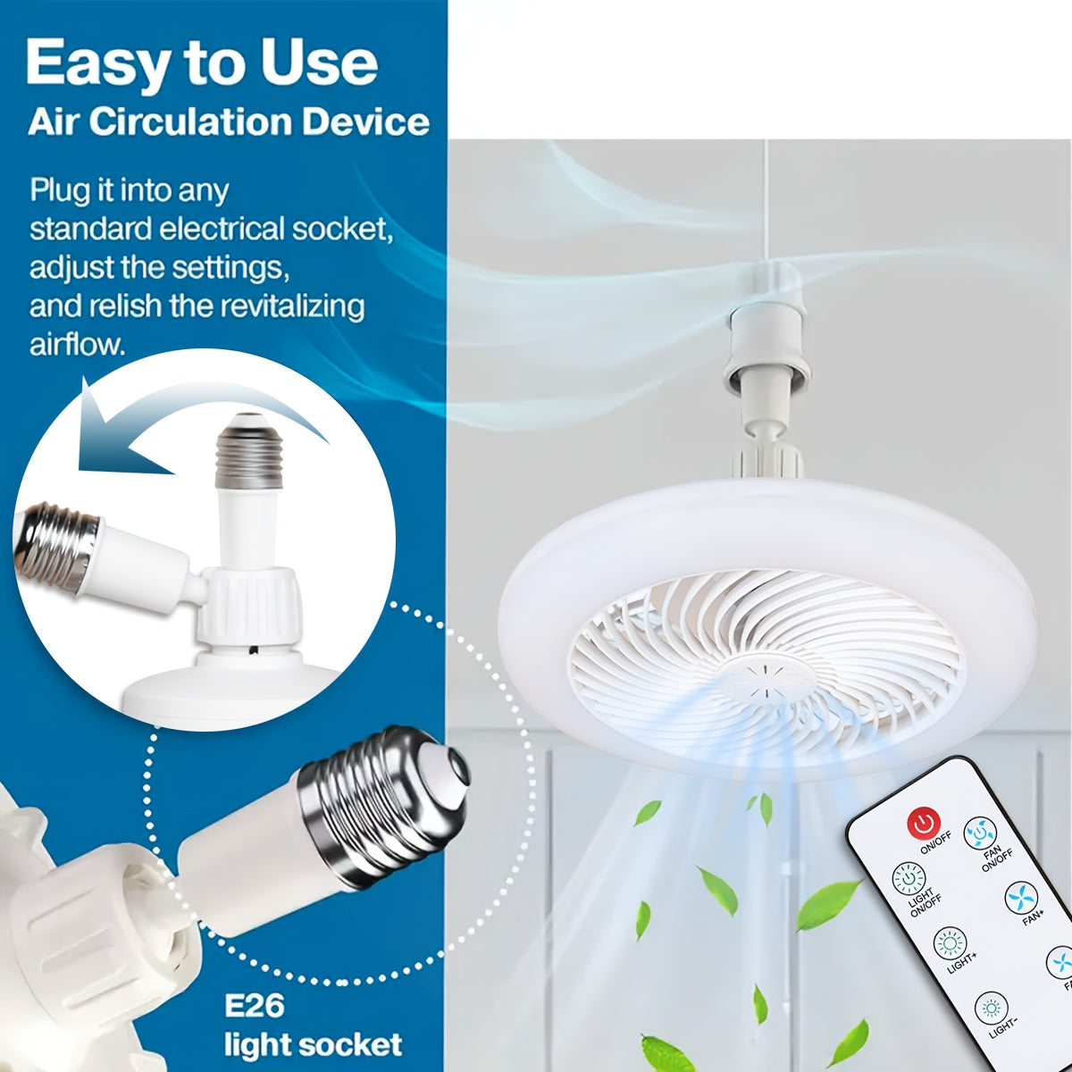 Quiet 50W LED Ceiling Fan Light with Remote Control