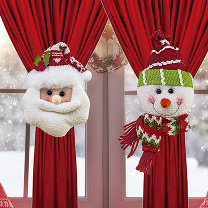 2pcs Santa Claus & Snowman Curtain Clips
