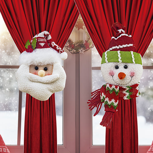 2pcs Santa Claus & Snowman Curtain Clips