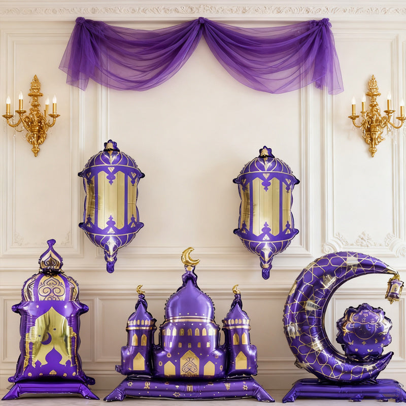 5pcs Ramadan Castle Lantern and Moon Balloon Set