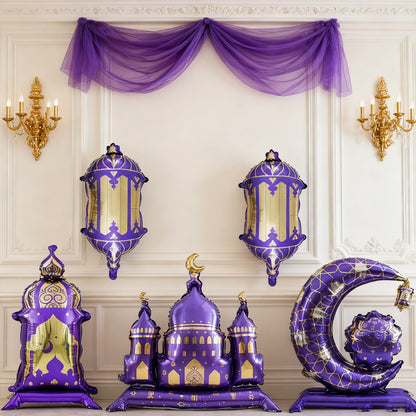 5pcs Ramadan Castle Lantern and Moon Balloon Set