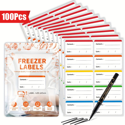 100pcs Colorful Removable Freezer & Food Storage Labels