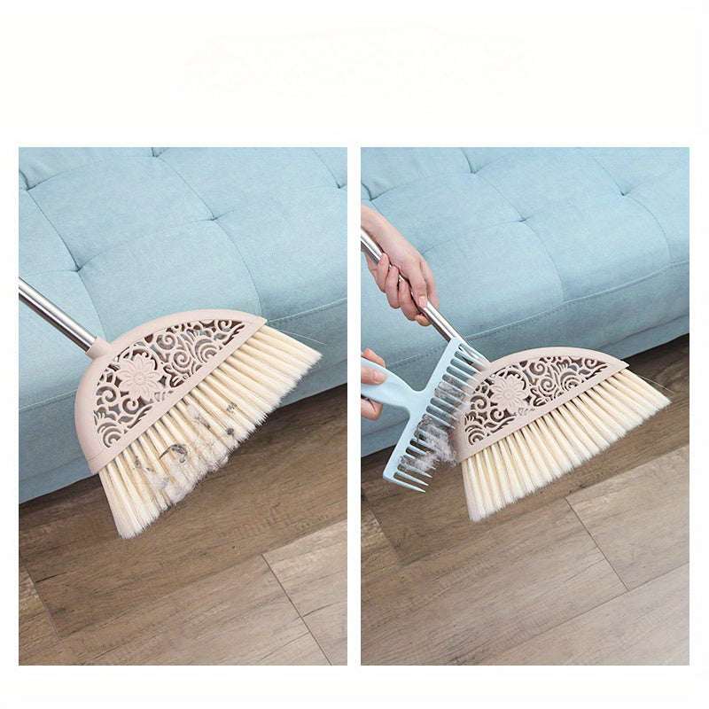 Long Handled Broom with Hair Removal Tooth Comb