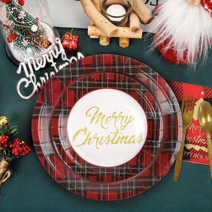 50pcs of Christmas-themed Tableware Set