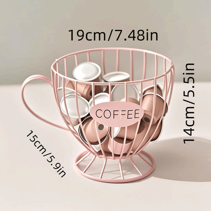 Coffee Capsule Storage Basket with Iron Frame Base