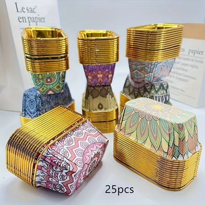 25pcs Patterned Long Cake Cup Molds