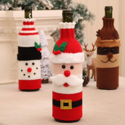 3pcs Christmas Wine Knitted Bottle Cover