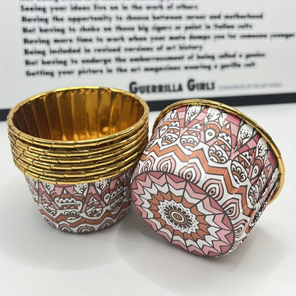 50pcs Patterned Golden Cupcake Muffin Molds