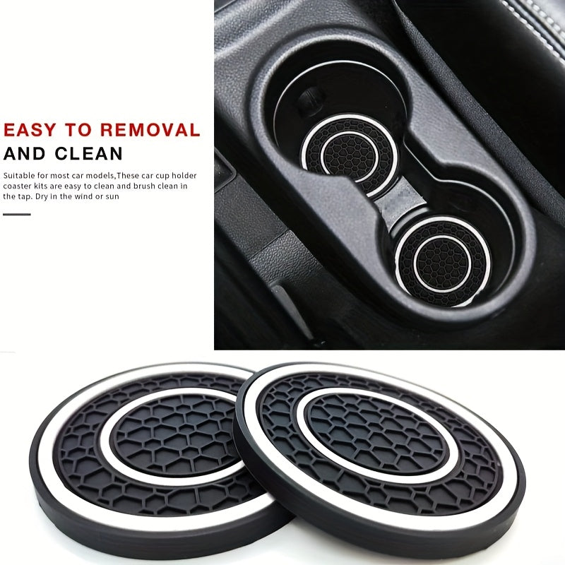 2pcs PVC Double Ring Car Cup Holder Pads