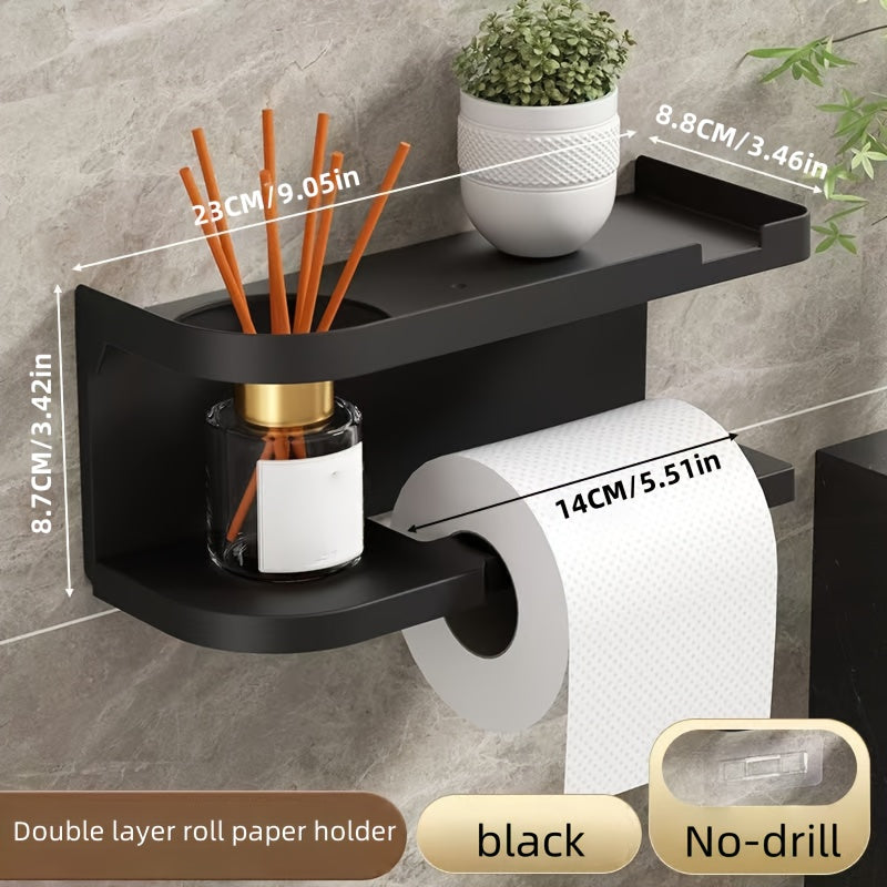 Modern & Wall-Mounted Toilet Paper Holder with Storage Shelf