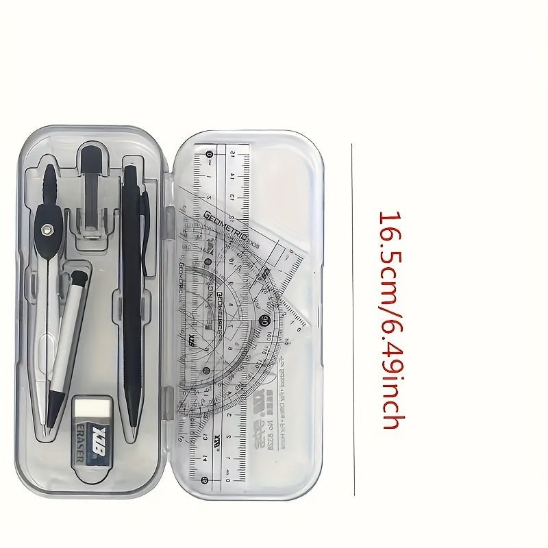 8pcs Transparent Plastic Geometry Compass and Ruler Set - HazMarket