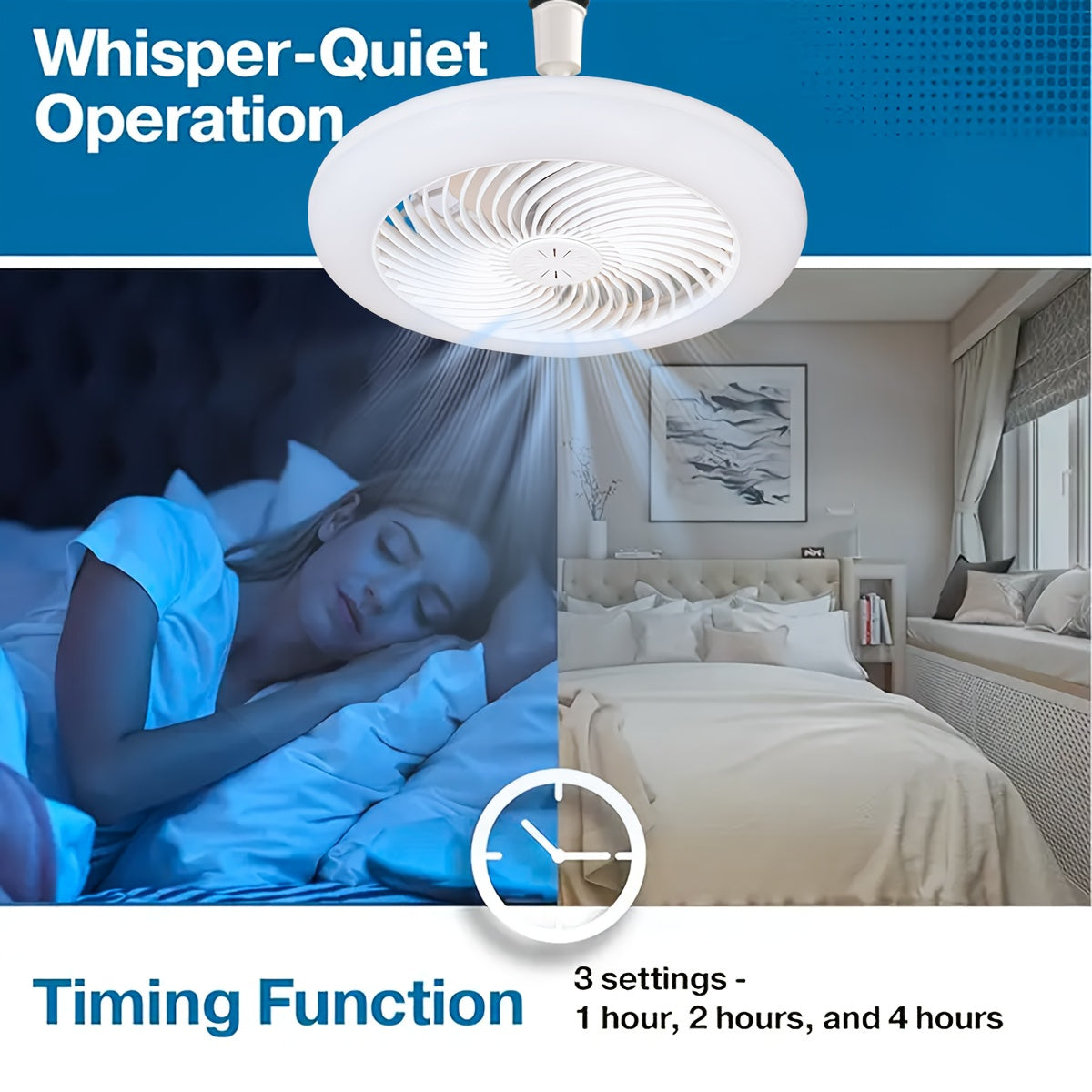 Quiet 50W LED Ceiling Fan Light with Remote Control