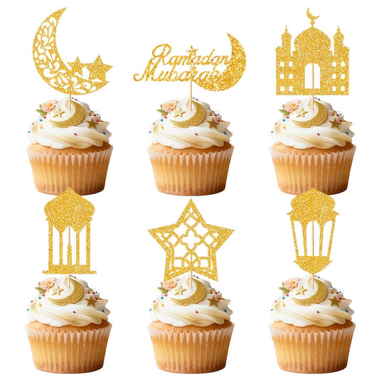 24pcs of Ramadan Mubarak Cake Toppers