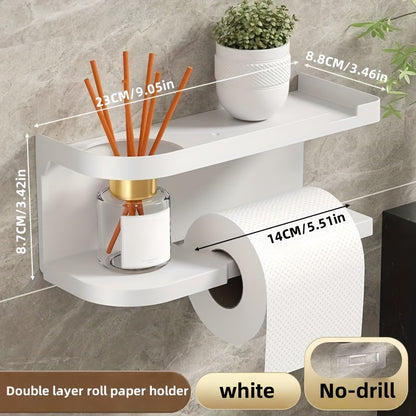 Modern & Wall-Mounted Toilet Paper Holder with Storage Shelf