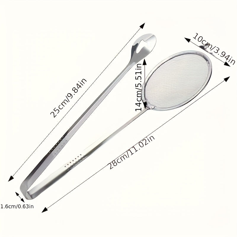 Stainless Steel Kitchen Tongs with Strainer Design