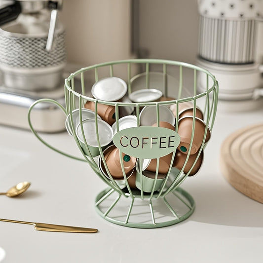 Coffee Capsule Storage Basket with Iron Frame Base