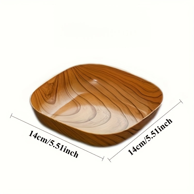 10pcs Wood-Grain Plastic Snack Trays