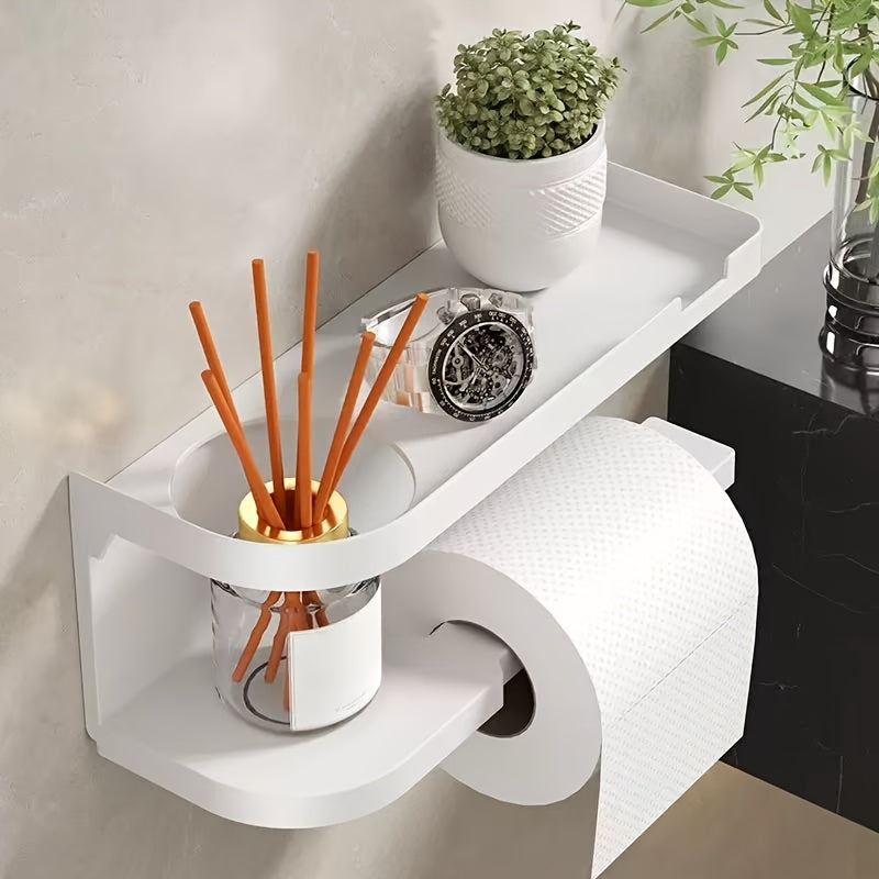 Modern & Wall-Mounted Toilet Paper Holder with Storage Shelf