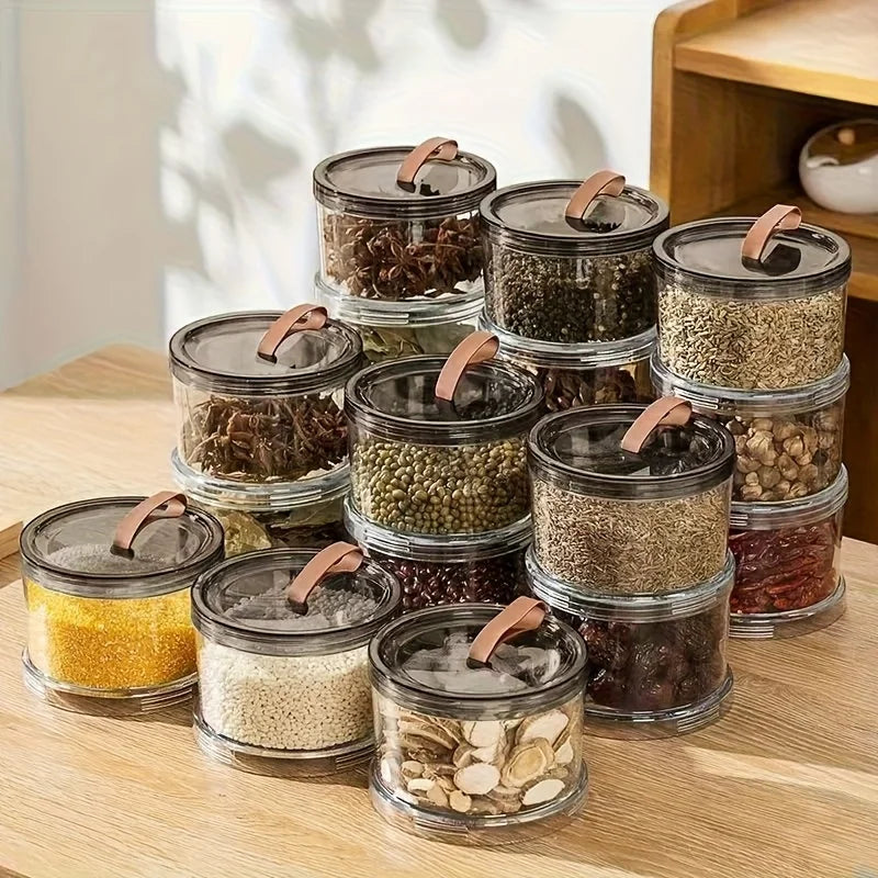 3-Tier Round Handheld Spice Storage