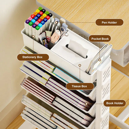 Movable Bookshelf Storage Rack