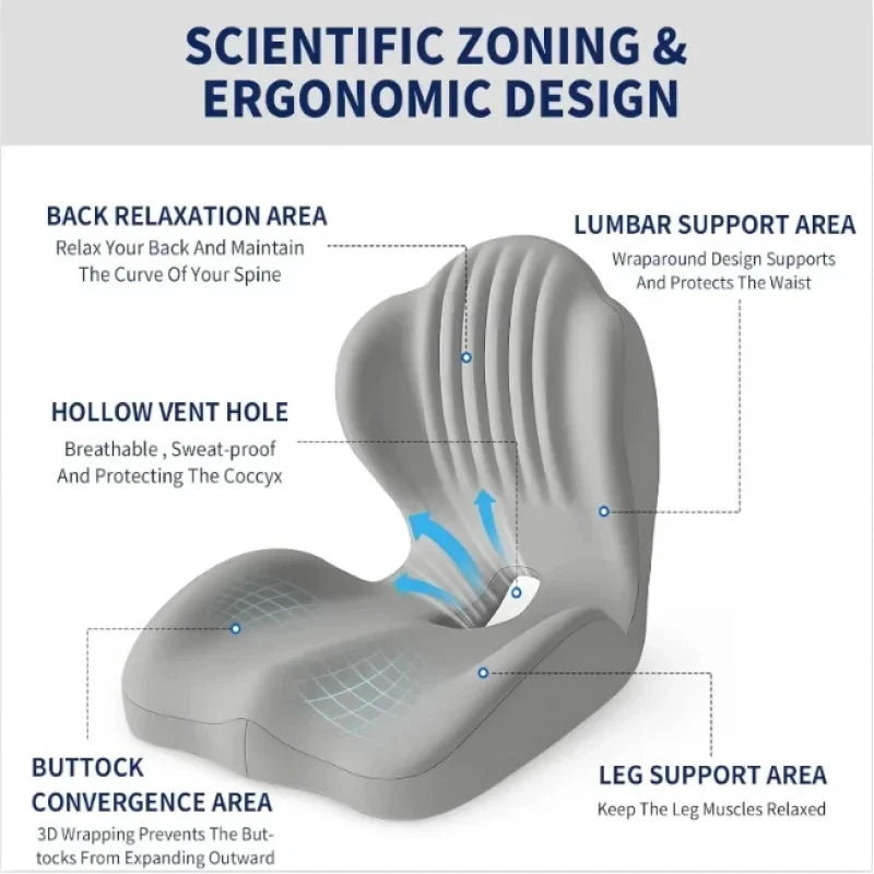 Ergonomic Memory Foam Chair Cushion for Office and Car