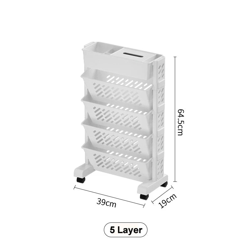 Movable Bookshelf Storage Rack