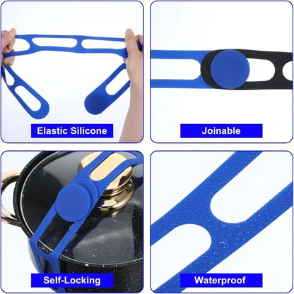 Reusable Silicone Elastic Band Lid Straps for Pot Lid Holder