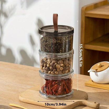 3-Tier Round Handheld Spice Storage