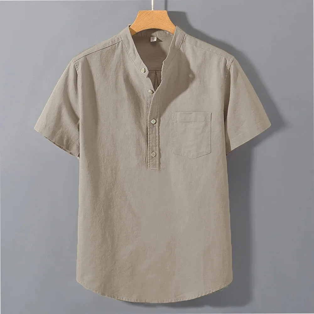 Cotton Short Sleeve with Pocket Button Shirt