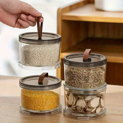3-Tier Round Handheld Spice Storage