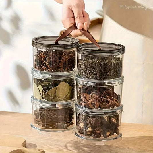 3-Tier Round Handheld Spice Storage
