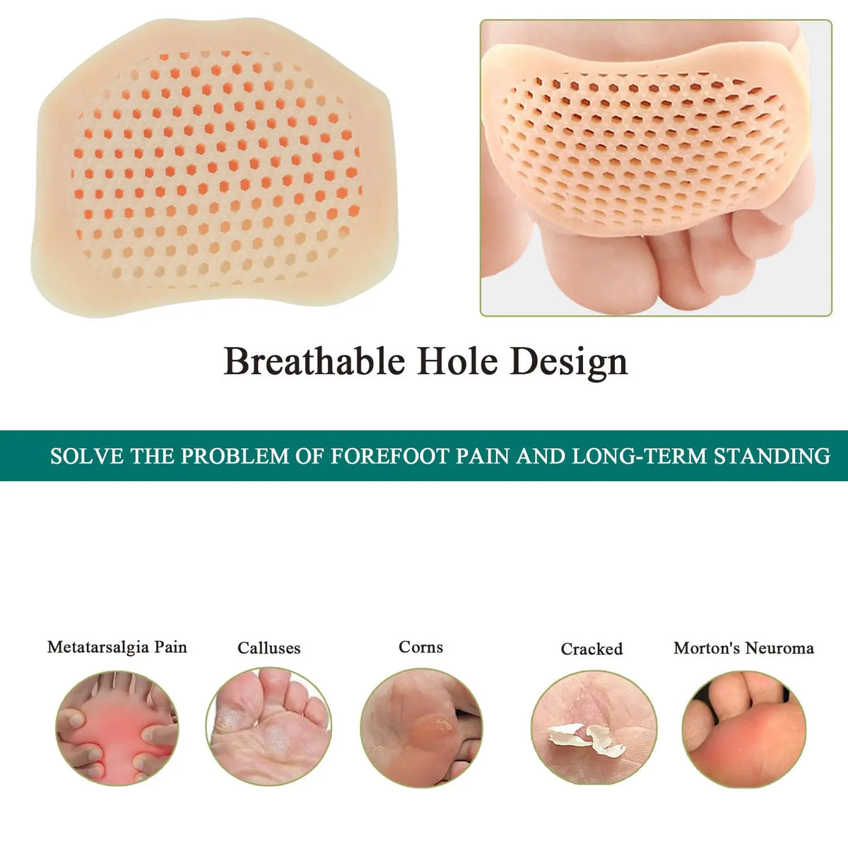Reusable Breathable Toe Cushion Sleeves for Pain Relief