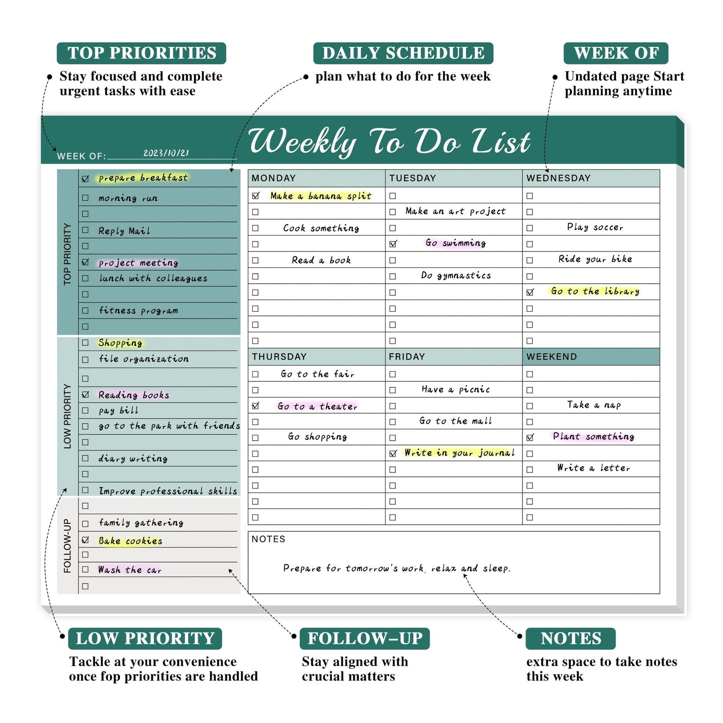 A4 Planner for Daily & Weekly To - Do List - HazMarket