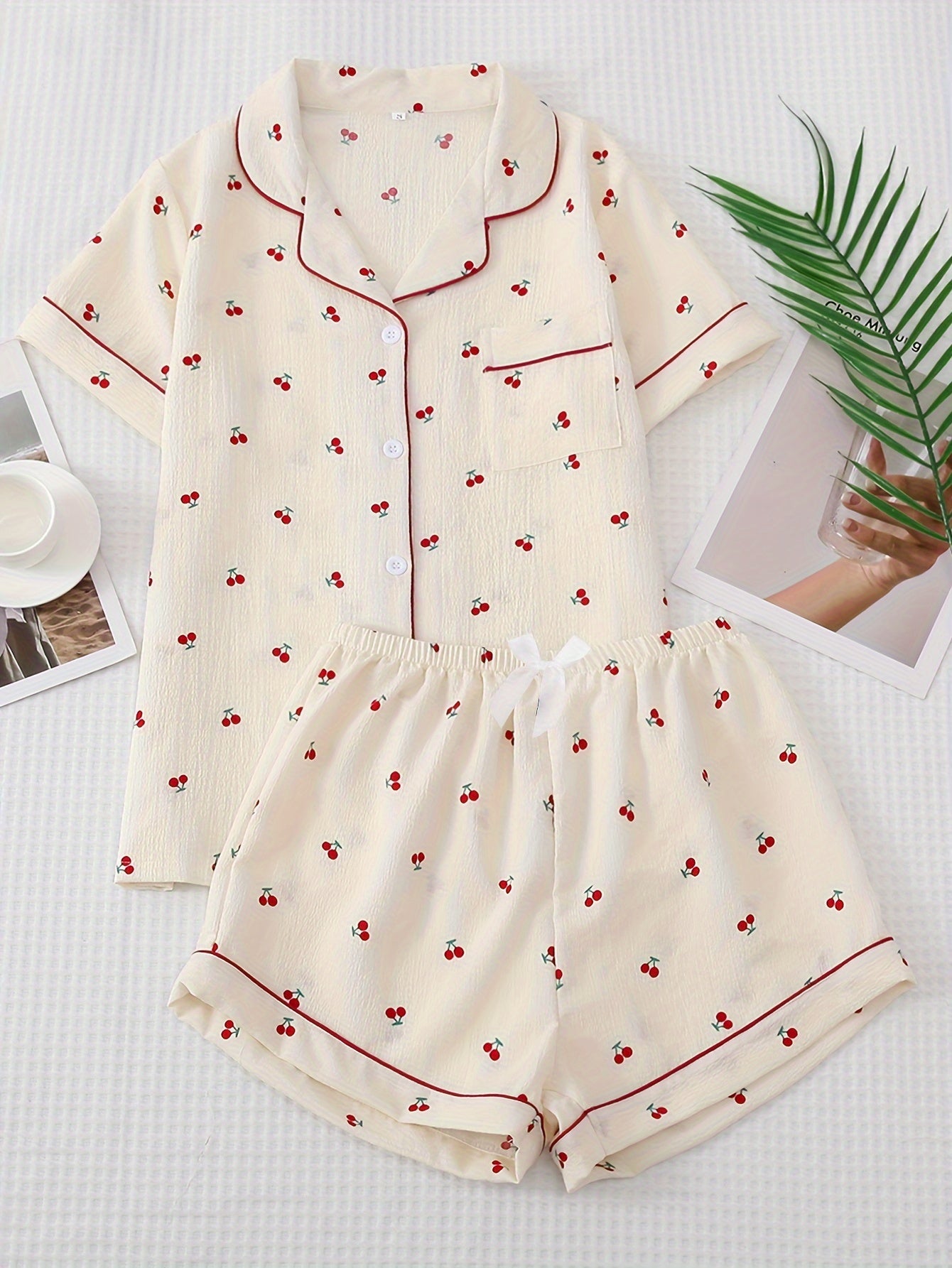 Cherry Print Pajama Set