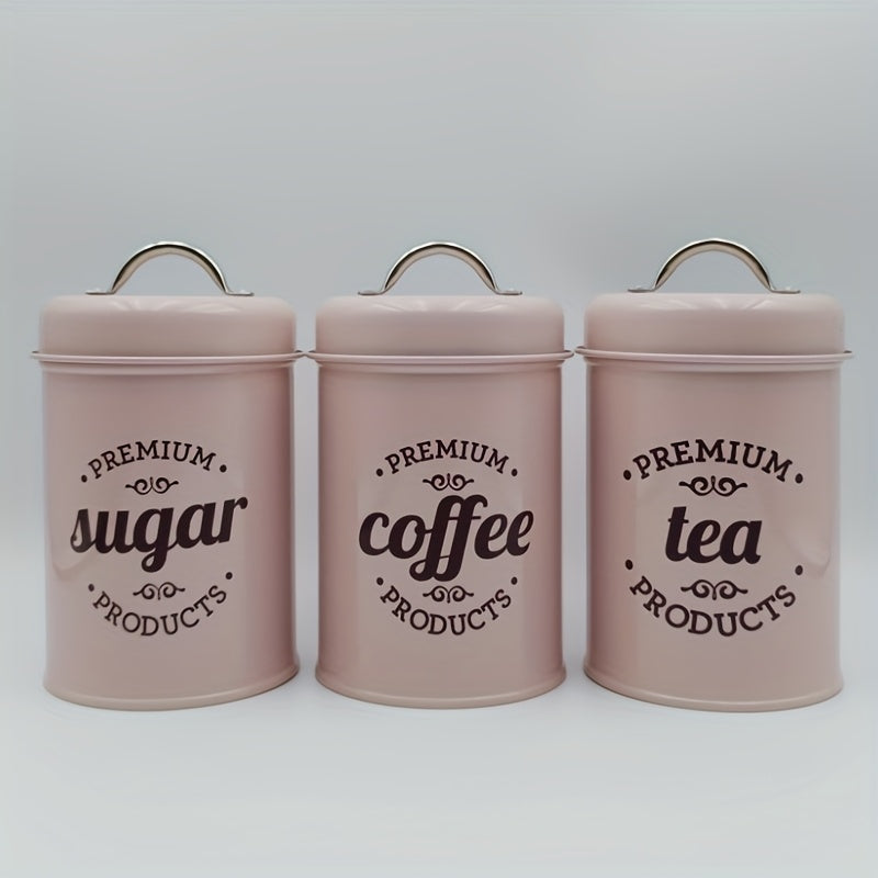3pcs Metal Airtight Canisters with Stainless Steel Handles