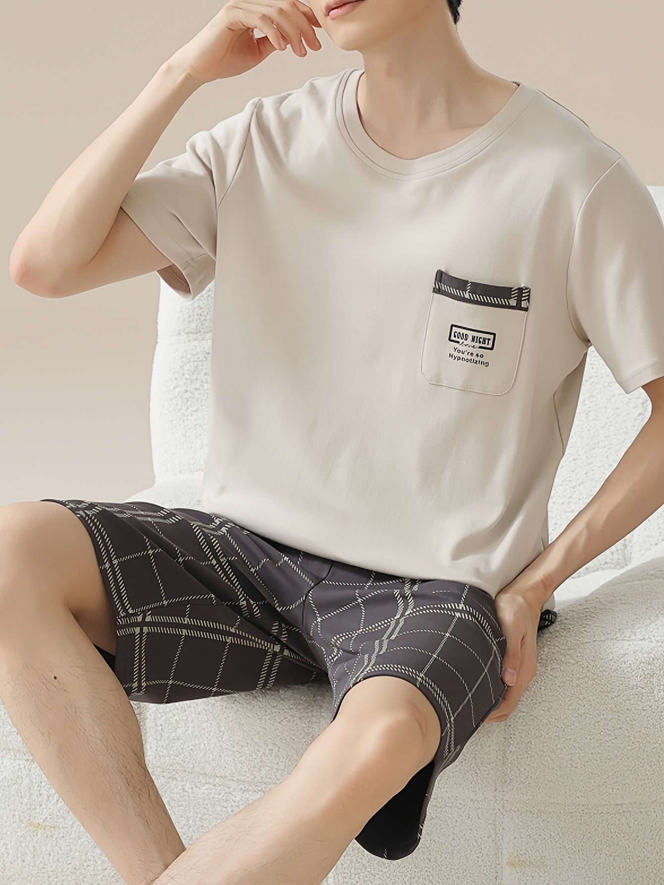 2 Pcs Short Sleeve T-Shirts & Shorts Pajama Sets