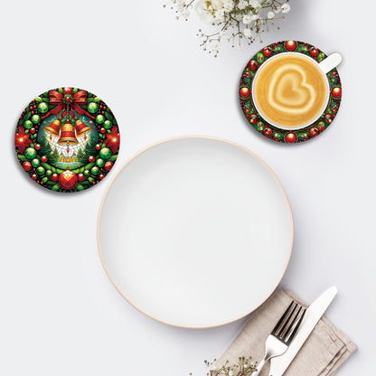 8pcs Holiday Christmas Wooden Coaster Set