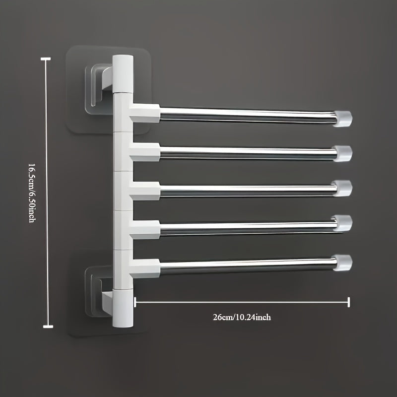 Modern Wall-Mounted Bathroom Towel Rack with 180° Rotating Hooks