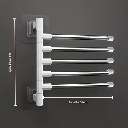 Modern Wall-Mounted Bathroom Towel Rack with 180° Rotating Hooks