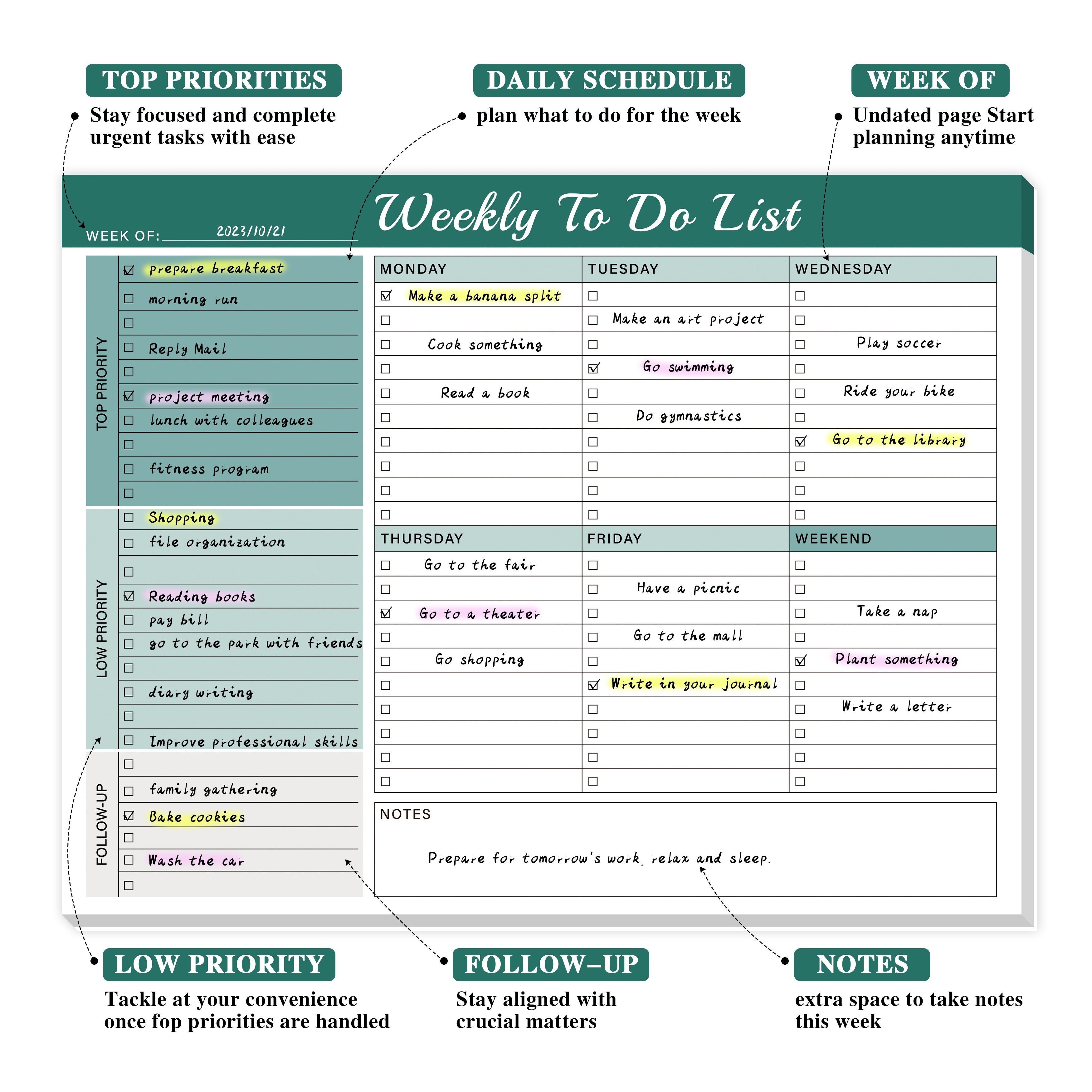 A4 Planner for Daily & Weekly To-Do List