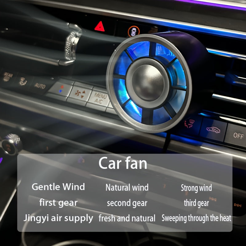 USB Car Air Outlet Fan with Colorful LED Light