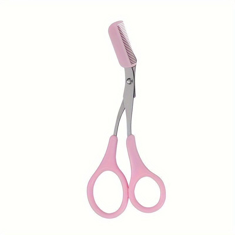 Stainless Steel Eyebrow Trimming Scissors with Comb