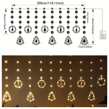 10 Mini Santa Figurine & Snowflake Lights with 8 Lighting Modes