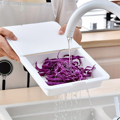 3-in-1 Integrated Cutting Board with Built-in Drain Basket & Storage Box