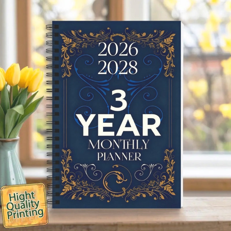 3-Year Monthly Planner Notebook 2026-2028
