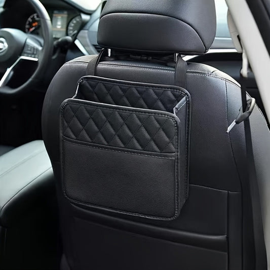 Faux Leather Car Seat Back Storage Bag