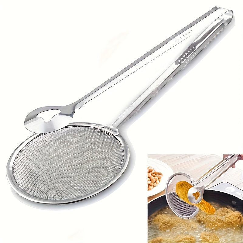 Stainless Steel Kitchen Tongs with Strainer Design